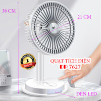 Quạt sạc tích điện DP DP-7627 tích hợp đèn LED chiếu sáng - loại quạt lớn gió rất mạnh