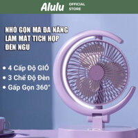 QUẠT SẠC TÍCH ĐIỆN HÌNH MẶT TRĂNG- QUẠT ĐỂ BÀN GẤP GỌN- ĐÈN LED CÔNG SUẤT LỚN 3 CHẾ ĐỘ GIÓ ALULU.STORE