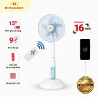 Quạt sạc tích điện Honjianda FL 601 - tích hợp đèn LED &amp; cổng USB - có remote