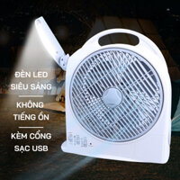 Quạt Sạc Tích Điện Lên Đến 6 Giờ Đèn Led 2 Chế Độ Quạt Dạng Hộp Sạc Pin Có Cổng USB Sạc Điện Thoại