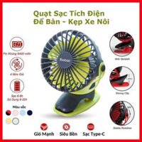 Quạt sạc tích điện mini để bàn YOOBAO F04, quạt kẹp nôi xe đẩy YOOBAO 6400mAh Xoay 360 độ Chạy 32 giờ liên tục 4 tốc độ
