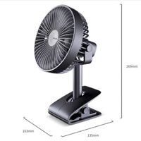 Quạt sạc tích điện mini kẹp bàn làm việc, bàn học - mẫu quạt sạc điện mini đầu xoay 360 độ tiện lợi Jisulife F7B