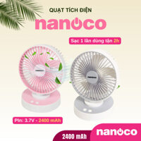Quạt sạc tích điện Nanoco NRF6215W để bàn mang theo tiện lợi khi làm, đi chơi, đi du lịch