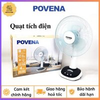 Quạt sạc tích điện Povena PVN-5612, Quạt AC & DC Có Đèn LED, Pin Lên Tới 30 Giờ - Hàng Chính Hãng