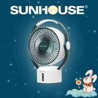 Quạt sạc tích điện SUNHOUSE SH7116, quạt mini để bàn kiêm đèn ngủ, 3 mức gió siêu mát - Hàng chính hãng