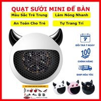 Quạt sưởi ấm mùa đông để bàn đa năng cho bé và gia đình, máy sưởi ấm mini hình thú 400W kèm sticker dán
