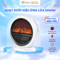 Quạt Sưởi Gốm 2000W IQKAO - Hiệu Ứng Lửa Chân Thực, 2 Chế Độ Nóng Nhanh, Quay 360° & Ngắt An Toàn, Tiết Kiệm Điện