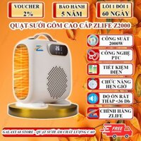 Quạt sưởi gốm công suất 2000W, máy sưởi mini có đèn hồng ngoại an toàn cho bé, không gây khô da