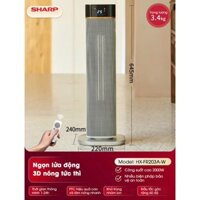 Quạt sưởi gốm  Sharp HX-FR203A-W, Quạt sưởi gốm 3D Sharp, Quạt sưởi tuần hoàn đối lưu khử trùng diệt khuẩn Sharp