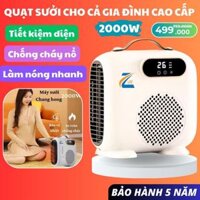 Quạt sưởi gốm Zlife công suất 2000W, Máy sưởi mini có đèn hồng ngoại an toàn cho bé, Không gây khô da.