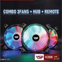 Quạt Tản Nhiệt, Bộ 3 Fan Case Led ARGB VSP V208B 12cm