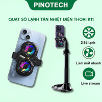 Quạt Tản Nhiệt Điện Thoại PINOTECH K11 - 2 Sò Lạnh Dùng Để Livestream, Chơi PUBG FF ROS Siêu Lạnh, Hiển Thị Nhiệt Độ