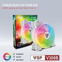 Quạt Tản Nhiệt Thùng Máy Vi Tính Fan Case 12cm VSP V308B Led ARGB (Màu trắng, RGB tự chuyển)