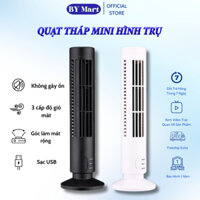 Quạt Tháp Mini Hình Trụ sạc USB không cánh để bàn quay các góc rộng tiện dụng