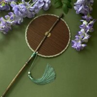 Quạt thắt lưng tre màu tím LUNANOV, Quạt nhóm Hanfu thủ công phong cách Trung Quốc, Cổ tự nhiên với tua rua có thể gập lại Quạt thắt lưng cho gia đình