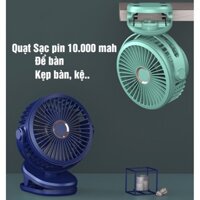 Quạt tích điện 10000mAh siêu khỏe - Quạt kẹp sạc điện kẹp giỏ xe trẻ em, ký túc xá sinh viên