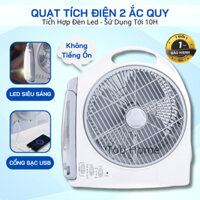 Quạt tích điện 2 ẮC QUY có đèn dạng hộp AC&DC 12 inch và cổng sạc USB có thể sử dụng liên tục đến 10 giờ X438