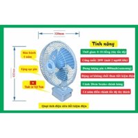 Quạt Tích điện bằng pin, quạt kẹp bình ắc quy, quạt em bé sơ sinh  B2 senko, quạt mang đi du lịch , tặng sạc 12.6v