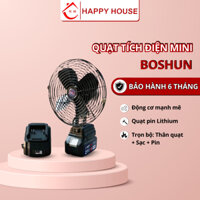 Quạt tích điện Boshun 8INCH Quay Được, 2 Cấp Độ Gió 8 inch, Lồng Quạt Bằng Sắt, Chân Phổ Thông