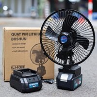 Quạt tích điện Boshun 8INH Quay Được, 2 Cấp Độ Gió 8 inch, Lồng Quạt Bằng Sắt, Chân Phổ Thông