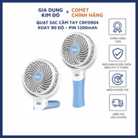 Quạt tích điện cầm tay Comet CRF0904 xoay 90 độ, gấp gọn để bàn được, pin rời lithium 1200mAH có thể thay thế, sạc USB