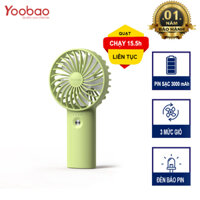 Quạt Tích Điện Cầm Tay Pin Trâu 32h Sử Dụng Yoobao F3 Với 3 Tốc Độ Gió Có Đèn Báo Pin Thiết Kế Nhỏ Ngọn - Hàng Chính Hãng - Xanh lá nhạt - 3000mAh
