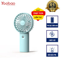 Quạt Tích Điện Cầm Tay Pin Trâu 32h Sử Dụng Yoobao F3 Với 3 Tốc Độ Gió Có Đèn Báo Pin Thiết Kế Nhỏ Ngọn - Hàng Chính Hãng - Xanh Dương Nhạt - 3000mAh