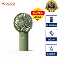 Quạt Tích Điện Cầm Tay Pin Trâu 32h Sử Dụng Yoobao F3 Với 3 Tốc Độ Gió Có Đèn Báo Pin Thiết Kế Nhỏ Ngọn - Hàng Chính Hãng - Xanh lá đậm - 3000mAh