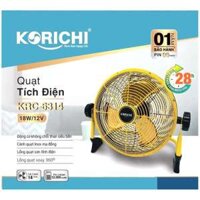 Quạt Tích Điện Chân Quỳ Korichi  KRC6314, Công Suất 18W, 3 Cánh Quạt, Sải Cánh 14Inch, Hàng Chính Hãng.