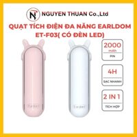 Quạt tích điện đa năng mini cầm tay 2000mAh có đèn LED Earldom ET-F03