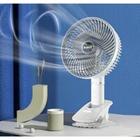 Quạt Tích Điện Để Bàn Có Đế Kẹp Tiện Lợi, Đầu Xoay 360 Độ, Quạt Tích Điện Để Bàn Có đế kẹp hít tường