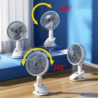 Quạt Tích Điện Để Bàn Có Đế Kẹp Tiện Lợi, Đầu Xoay 360 Độ, Quạt Tích Điện Để Bàn Có đế kẹp hít tường