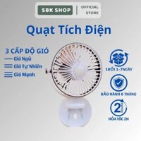 Quạt Tích Điện Để Bàn Có Đèn, Quạt Mini Để Bàn Sử Dụng Pin Sạc, Quạt Kẹp Bàn Chắc Chắn, Xoay 720 Độ