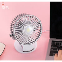 Quạt tích điện để bàn, Có đèn - Quạt kẹp xoay 720 ( kèm pin tích điện và dây sạc )
