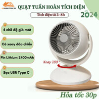 Quạt tích điện để bàn K19, Quạt điện mini sạc pin, tuần hoàn 4 cấp độ gió sử dụng 3-5 giờ có xoay 180 độ