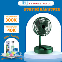 Quạt Tích Điện Để Bàn Mini Melli Gấp Gọn Kéo dài 3 Tốc Độ Gió Xoay 360 Độ Cổng Sạc Usb Tiện Dụng Pin Lớn 1200mAh