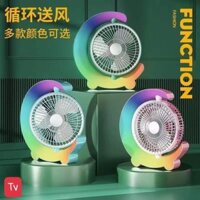 Quạt Tích Điện Để Bàn Xoay 180 Độ Tích Hợp Đèn Ngủ - Quạt Tích Điện Mini Gấp Gọn, Cổng Sạc USB, Dung Lượng Pin Lớn