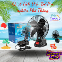 Quạt Tích Điện Đế Pin mikita phổ thông lồng sắt kích thước 8inch[❤️hot sale❤️], Quạt Chạy Pin để bàn cánh sắt cao cấp