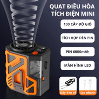 Quạt tích điện đeo thắt lưng, quạt điều hoà đeo hông đeo cổ, 100 Cấp Độ Gió, Kiêm Sạc Dự Phòng