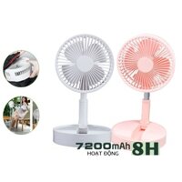 Quạt tích điện gấp gọn CAO CẤP, Quạt để bàn Foldable Fan Xoay 180 độ, 4 chế độ gió cực mạnh Pin 7200 mAh