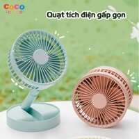 Quạt Tích Điện Gấp Gọn - Quạt Mini Gấp Tròn Siêu Gọn XM-28, Xoay 180 Độ, 3 Tốc Độ Gió, Cổng Sạc USB, Pin 1200mAh