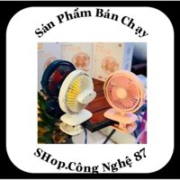 Quạt tích điện Kẹp bàn Xoay 360 Độ-Quạt kẹp xe Đẩy/Có đèn Led/3 Mức Gió-Thời gian sử dụng tới 5H