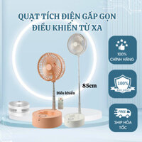 Quạt tích điện Lato gấp gọn để bàn Điều khiển từ xa kiêm đèn ngủ, công suất lớn 25W Pin trâu 7200mAh BH 3 Năm