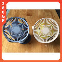 Quạt tích điện mini 3 cấp độ gió, quạt phun sương sạc điện kẹp bàn mini xoay 360 độ
