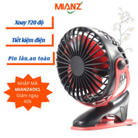 Quạt tích điện mini cầm tay để bàn, Mini fan quạt cho bé, pin đến 10h kẹp xoay 720 độ - Mianz
