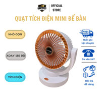 Quạt Tích Điện Mini Để Bàn Xoay 360 Độ, Nhiều Tốc Độ, ,12 Tháng Bảo Hành
