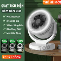 Quạt tích điện mini để bàn xoay 360°, quạt lưu thông không khí tiết kiệm điện, 4 tốc độ gió, bảo hành 12 tháng - X518