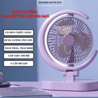 Quạt tích điện mini để bàn kiêm đèn ngủ, Quạt văn phòng làm việc, để giường 3 tốc độ dùng 6-8 tiếng