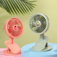 Quạt Tích Điện Mini Kẹp Bàn Kiêm Đèn Ngủ Xoay Tay 360 Độ Kiểu Dáng Hiện Đại