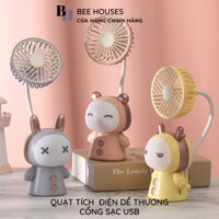 Quạt tích điện mini quạt để bàn cổng sạc USB kết hợp đèn học dễ thương cho bé (Hàng có sẵn)